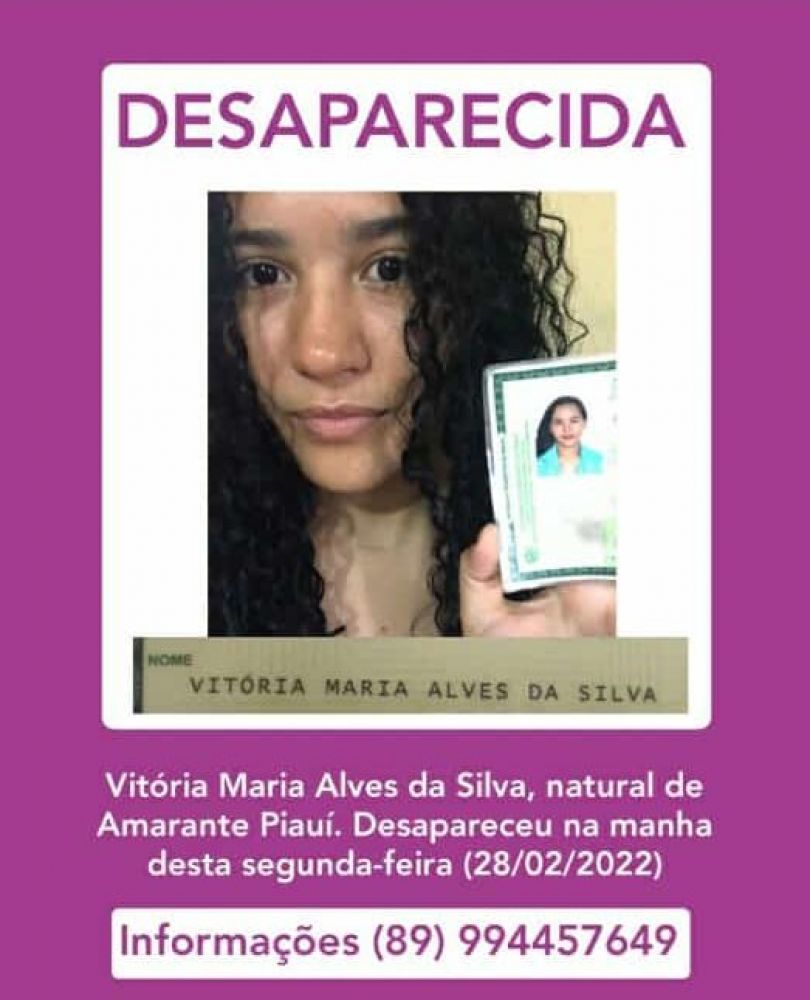 Família pede ajuda para localizar jovem desaparecida em Teresina