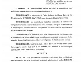 Prefeito João Félix decreta luto oficial de 3 dias pelo falecimento do Padre Antônio Expedito Silva