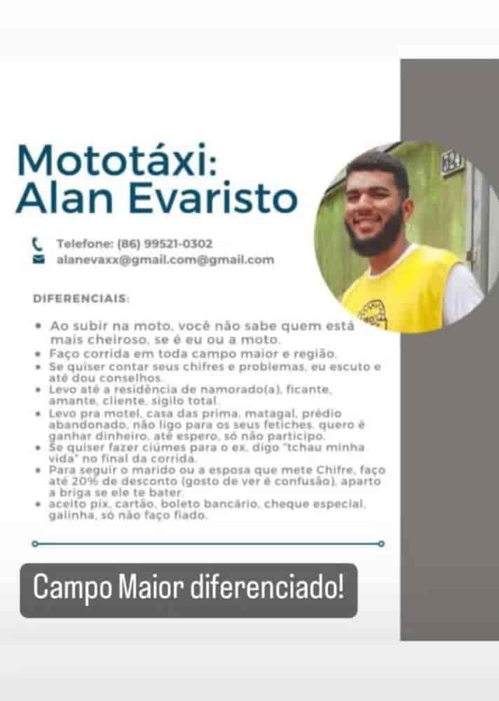 Mototaxista de Campo Maior vitaliza nas redes sociais "Levo para motel, matagal"