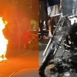 Moto pega fogo e fica destrída durante carreata da vitória de Lula no interior do Piauí