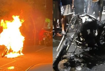 Moto pega fogo e fica destrída durante carreata da vitória de Lula no interior do Piauí