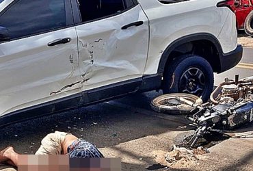 Colisão violenta envolvendo moto e carro deixa homem gravemente ferido na BR-343 em Campo Maior