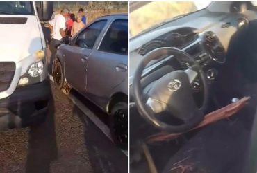 Homem fica gravemente ferido após pedaço de madeira da ponte perfurar carro no Piauí