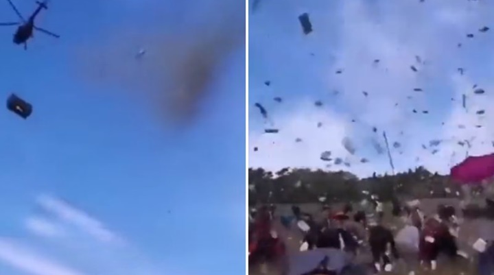 Vídeo: Bilionário joga R$ 5 milhões de helicóptero e faz chover dinheiro