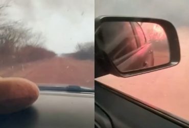 Vídeo: Mulheres se desesperam após entrarem em fumaça densa na estrada durante incêndio no interior do Piauí