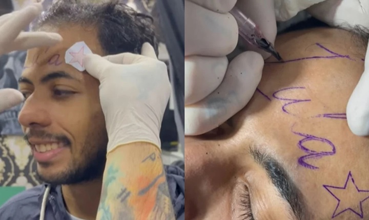 Vídeo: Homem viraliza após tatuar o nome do presidente Lula na testa