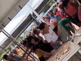 Vídeo: Populares avançam em bolo gigante de comemoração de aniversário no Maranhão