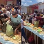 Vídeo: Moradores disputam pedaço de bolo gigante durante aniversário de cidade piauiense