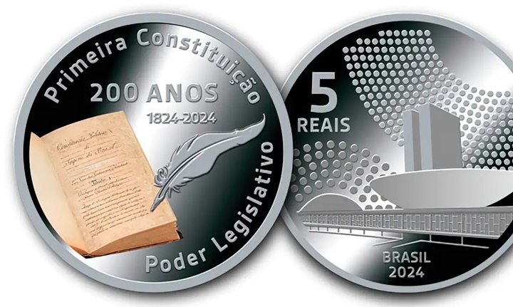 BC lança moeda de 5 reais em comemoração aos 200 anos da Constituição de 1824