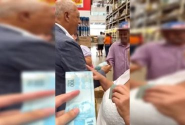 Vídeo: Dono de supermercado distribuí notas de 100 no Distrito Federal