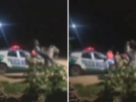Vídeo: Homem montado em cavalo tenta laçar policial militar