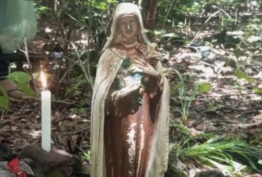 Aparição de imagem de Santa Teresinha em matagal atrai centenas de fiéis em José de Freitas