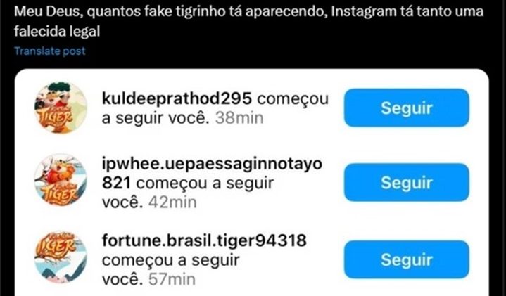 Contas do "Jogo do Tigrinho" irrita usuários do Instagram