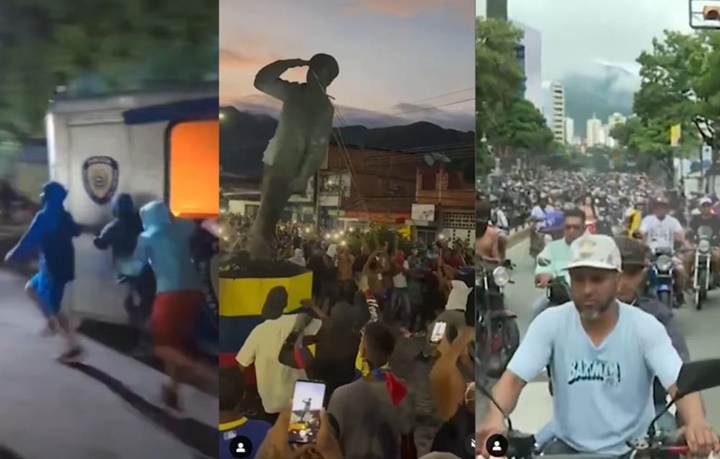 Pessoas protestam contra vitória de Maduro na Venezuela