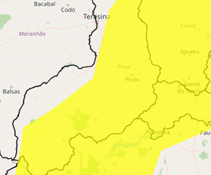 Sábado (20) está com alerta de vendaval e baixa umidade em mais de 180 municípios piauienses