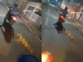 Homem é flagrado arrastando cachorro amarrado à sua motocicleta no Piauí