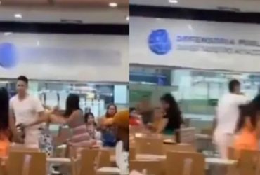 Vídeo: Mulher faz confusão após flagrar marido com amante em shopping