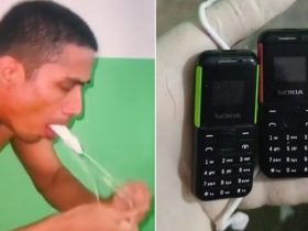 Detento 'vomita' dois celulares e um cabo USB após ser flagrado com material no estômago