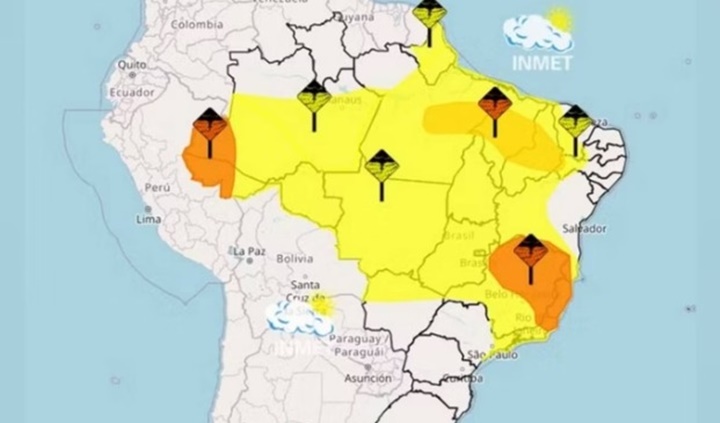 INMET emite alerta para chuvas torrenciais no Piauí e mais 19 estados nesta quarta (08)