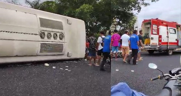 Várias pessoas ficam feridas após tombamento de ônibus entre Altos e Beneditinos