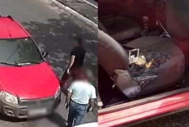 Vídeo: Bateria de celular explode e queima banco de carro no Piauí