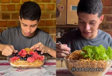 Jovem piauiense viraliza após postar vídeos de "pratadas" gigantes nas redes sociais